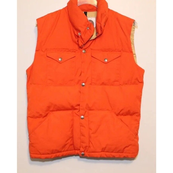 Vintage 80's The North Face Puffer Snap Front Vest Orange Medium H14145 *Flawed* - Picture 3 of 16